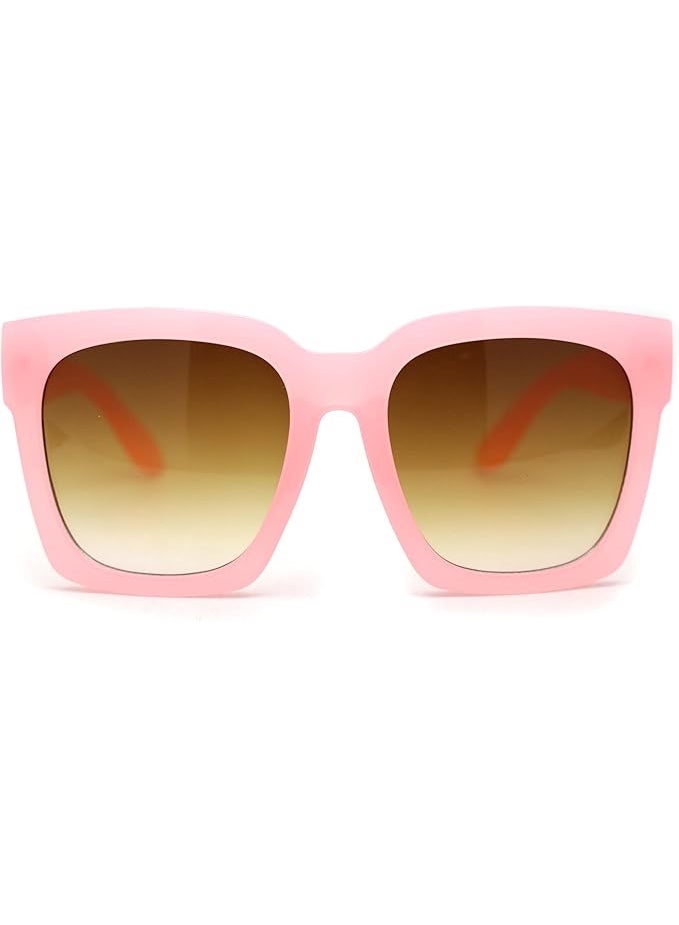 SA106 Women's XXL Oversized Square Sunglasses - Thick Horned Rim Boyfriend Style - Bubblegum Pink - Image 2
